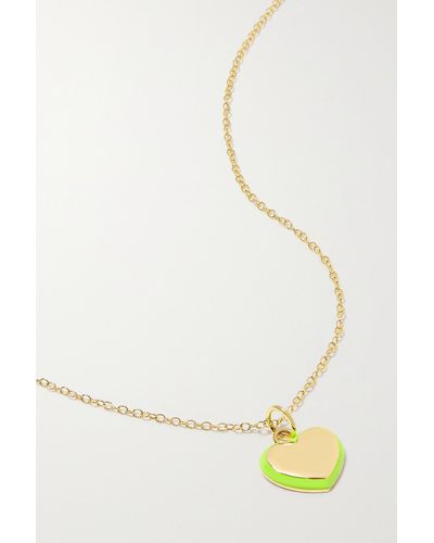 Alison Lou Puffy Heart 14-karat Gold And Enamel Necklace - Natural