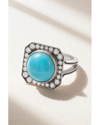 Sylva & Cie 18-karat White Gold, Turquoise And Diamond Ring - Blue