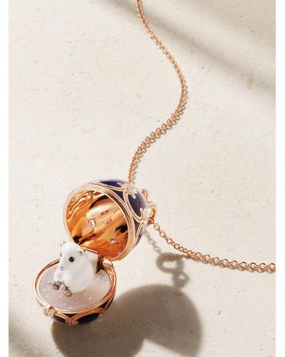 Faberge Heritage Polar Bear Surprise 18-karat Rose Gold, Agate, Diamond And Enamel Necklace - Natural