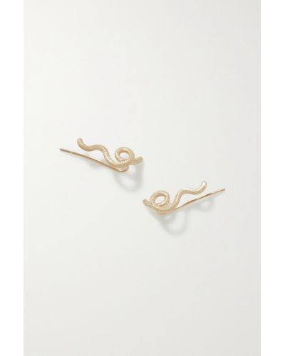 Bea Bongiasca Short Wave Hammered Gold Earrings - Natural