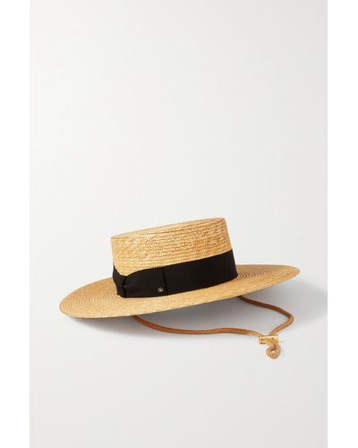 Gucci Alba Grosgrain-trimmed Straw Boater Hat - Natural