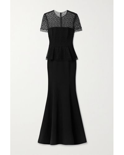 Jason Wu Cotton-blend Corded Lace And Stretch-ponte Gown - Black