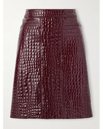 Tom Ford Croc-effect Patent-leather Skirt - Purple