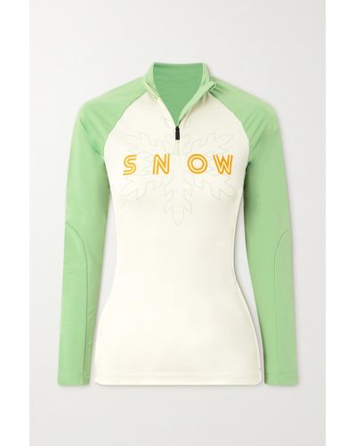 FALKE Embroidered Stretch Recycled-jersey Ski Top - Green