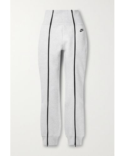 Nike Zip-detailed Cotton-blend Jersey Track Pants - Gray