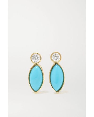 Jennifer Meyer Boucles D'oreilles En Or 18 carats (750/1000), Turquoises Et Diamants - Métallisé