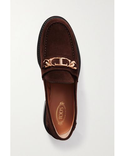 Tod's Embellished Suede Loafers - Brown