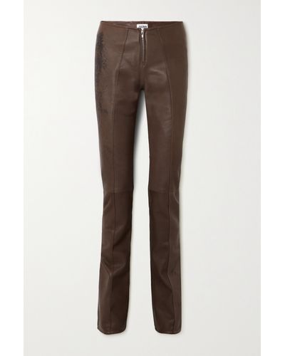 Jean Paul Gaultier Printed Leather Bootcut Trousers - Brown
