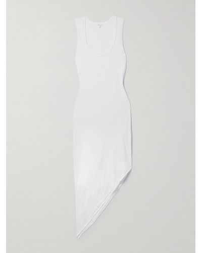 Skin + Net Sustain Evaline Asymmetric Organic Pima Cotton-jersey Midi Dress - White