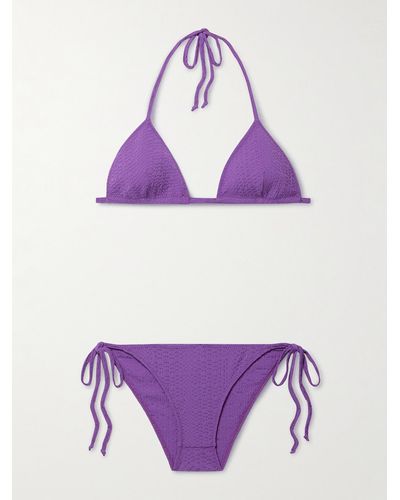 Lisa Marie Fernandez Bikini Triangle En Crépon - Violet