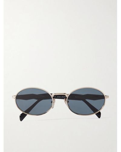 Prada Sonnenbrille Mit Ovalem Rahmen Aus Azetat Mit Goldfarbenen Details - Blau