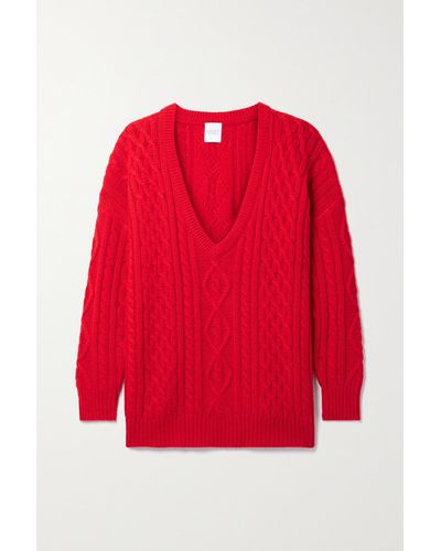 Madeleine Thompson Mulberry Cable-knit Wool And Cashmere-blend Jumper - Red