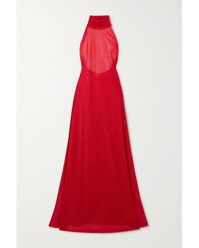 Oséree Lumière Stretch-knit Halterneck Maxi Dress - Red
