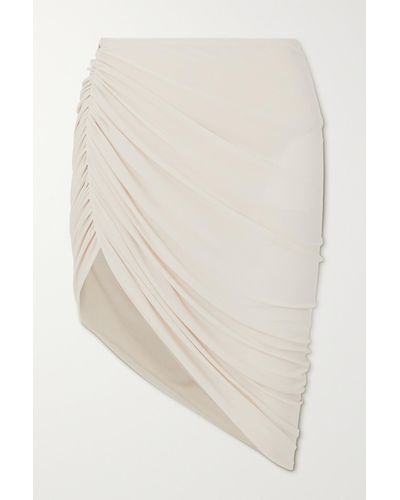 Norma Kamali Diana Asymmetric Ruched Stretch-jersey Skirt - White