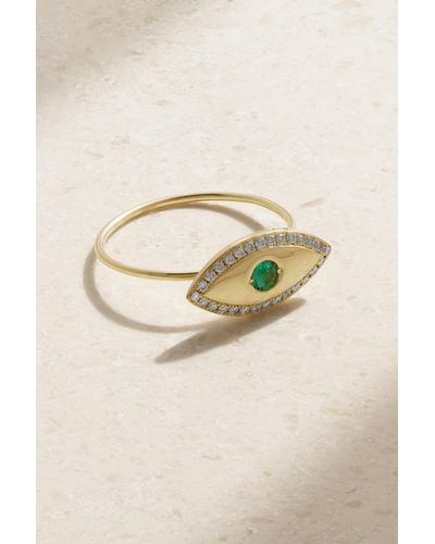 Jennifer Meyer Medium Evil Eye 18-karat Gold, Diamond And Emerald Ring - Metallic