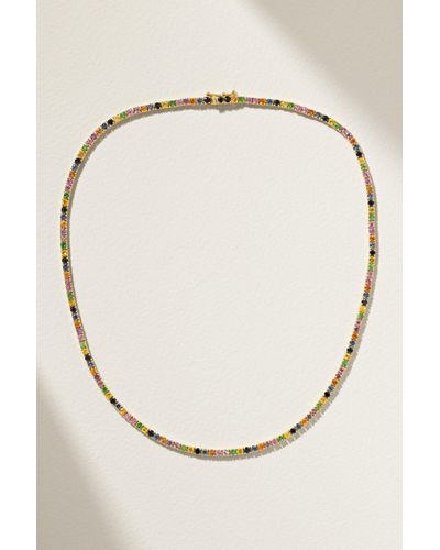 Roxanne First 14-karat Gold Sapphire Tennis Necklace - White