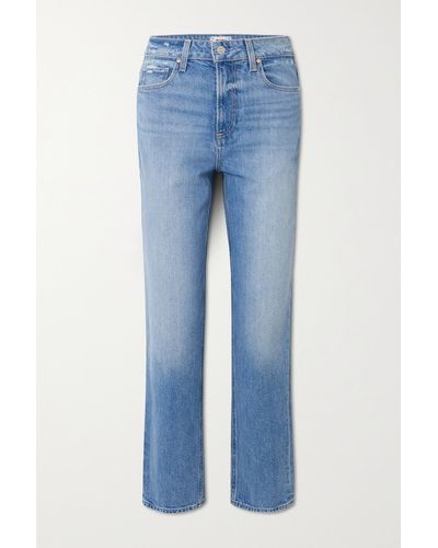 PAIGE + Net Sustain Noella Distressed High-rise Straight-leg Organic Jeans - Blue