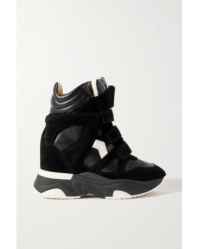 Isabel Marant Balskee Leather And Suede Platform Trainers Women - Black