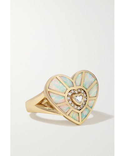 Jacquie Aiche Heart Vortex Ring Aus 14 Karat Gold Mit Opalen Und Diamanten - Mettallic