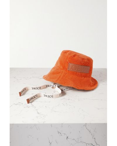 Loewe + Paula's Ibiza Anagram Canvas And Leather-trimmed Terry Bucket Hat - Orange