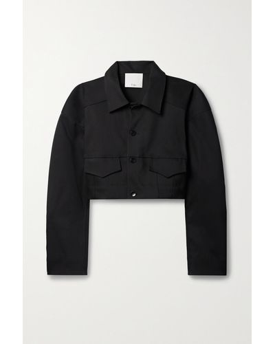 Tibi Cropped Woven Jacket - Black