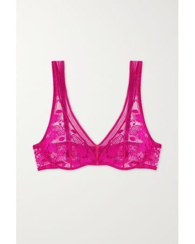 Eres Pollen Millefleurs Picot-trimmed Stretch-lace Underwired Bra - Pink