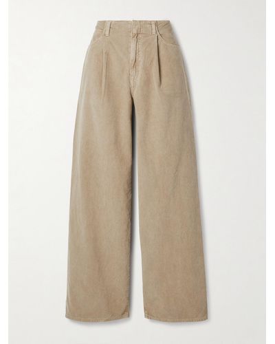 SLVRLAKE Denim Pantalon Large En Velours De Coton Côtelé À Plis Taylor - Neutre