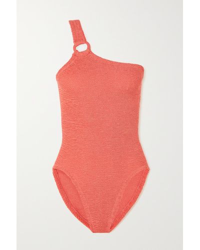 Hunza G + Rose Inc Yasmeen One-shoulder Seersucker Swimsuit - Red