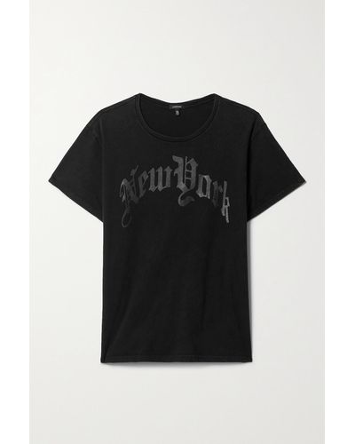 R13 New York Boy T-shirt Aus Baumwoll-jersey Mit Print - Schwarz