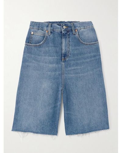 Gucci Frayed Denim Shorts - Blue