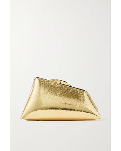 The Attico 8.30 Pm Metallic Crinkled-leather Clutch - Natural