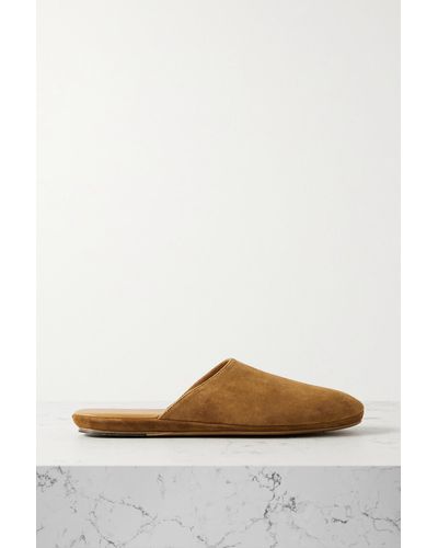 The Row Franco Suede Slippers - Brown