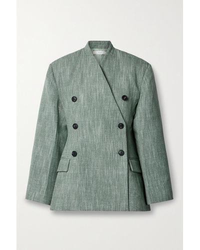 Co. Double-breasted Wool-blend Blazer - Green