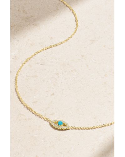 Jennifer Meyer Evil Eye Mini 18-karat Gold Diamond And Turquoise Necklace - Natural