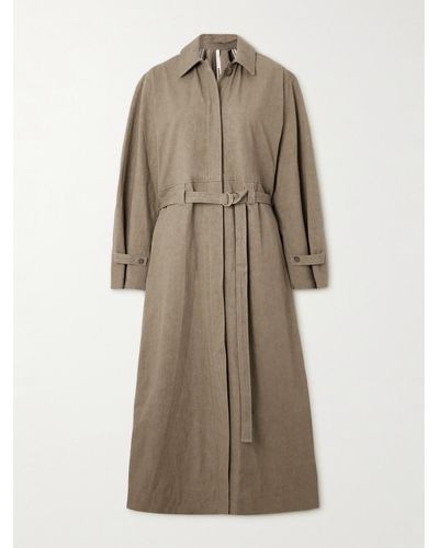 Lauren Manoogian Belted Cotton And Linen-blend Trench Coat - Natural