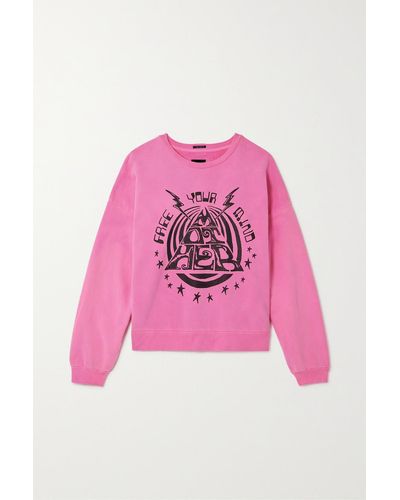 Mother The Drop Square Printed Cotton-jersey Sweatshirt - Pink
