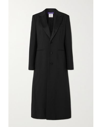 Ralph Lauren Collection Gatlin Silk-satin Trimmed Wool And Silk-blend Coat - Black