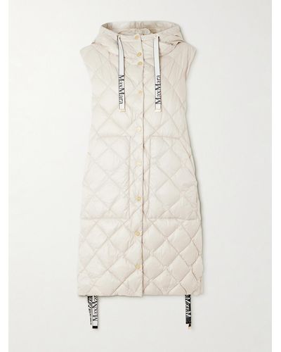 Max Mara The Cube Hooded Grosgrain-trimmed Quilted Shell Down Vest - Natural