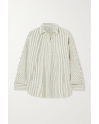 Totême Striped Cotton-poplin Shirt - White