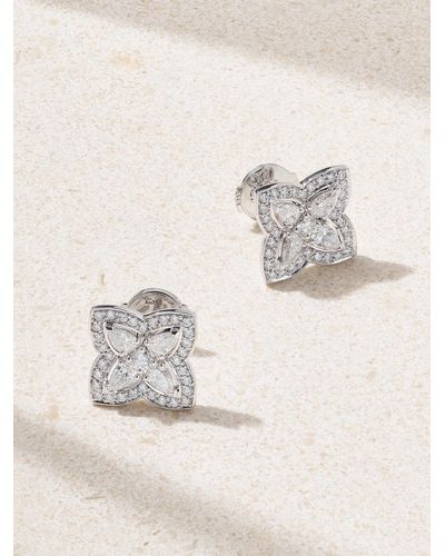De Beers Enchanted Lotus 18-karat White Gold Diamond Earrings - Natural