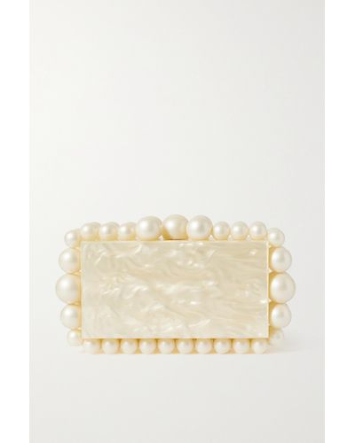Cult Gaia Eos Beaded Marbled Acrylic Clutch - Natural