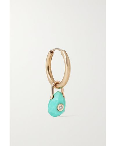 Pascale Monvoisin Orso 9-karat Gold, Turquoise And Diamond Single Hoop Earring - Blue