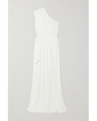 Halston Jackie One-shoulder Draped Jersey-crepe Maxi Dress - White