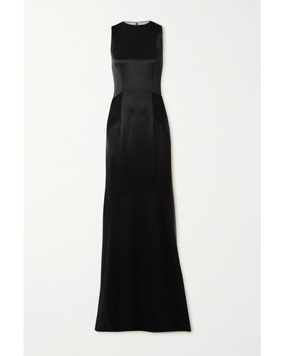 Givenchy Panelled Tulle And Draped Silk-satin Gown - Black