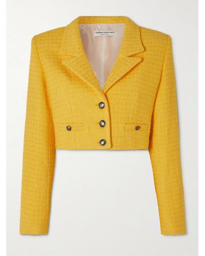 Alessandra Rich Blazer Raccourci En Tweed Bouclé - Jaune