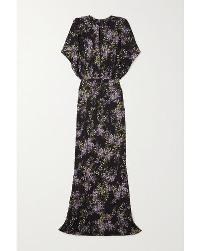 Norma Kamali Obie Cutout Floral-print Georgette Gown - Black