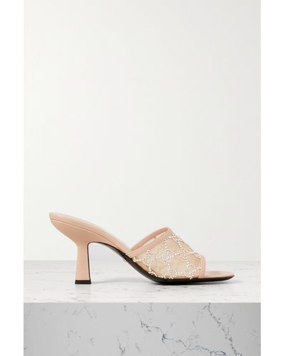 Gucci GG Crystal Mesh & Leather Sandal - Pink