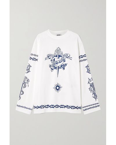 Jean Paul Gaultier Printed Glittered Cotton-jersey T-shirt - White