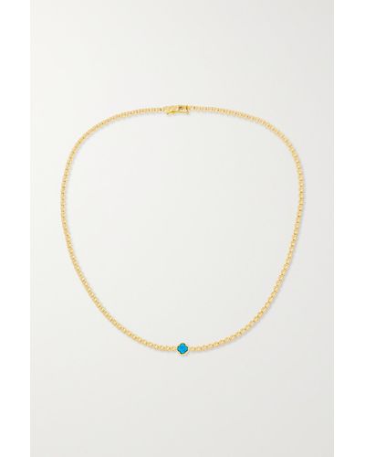 Jennifer Meyer Collier Rivière En Or 18 Carats (750/1000) Et Turquoise Mini Bezel - Blanc