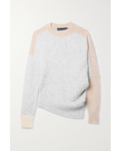 Proenza Schouler Asymmetric Color-block Brushed-knit Jumper - White